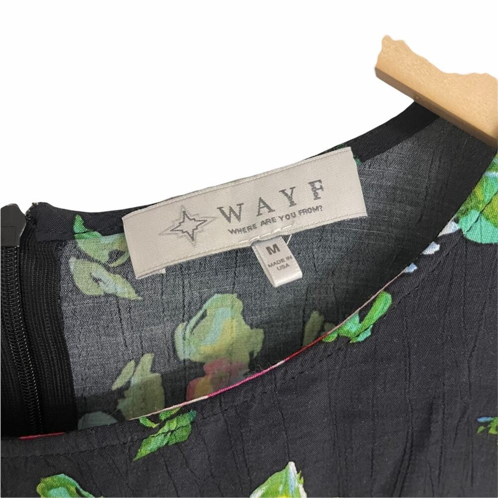 WAYF Dress SZ Medium Floral Hi Lo Shift Dress Long Sleeves Mini Garden Party - Picture 4 of 11